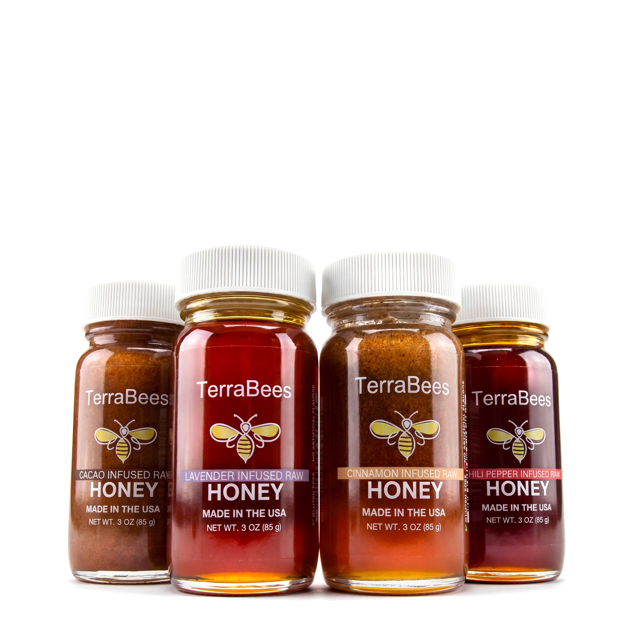 TerraBees: Power Four - Organic Infused Raw Honey Variety Pack
