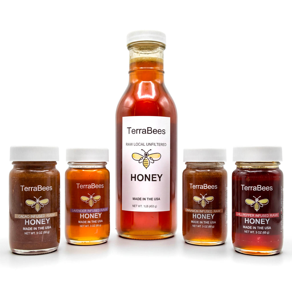 TerraBees: Full Hive, Five Flavors - Raw & Organic Infused Honey Set