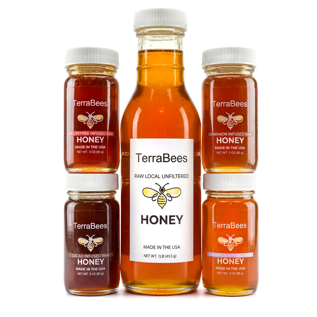 TerraBees: Full Hive, Five Flavors - Raw & Organic Infused Honey Set