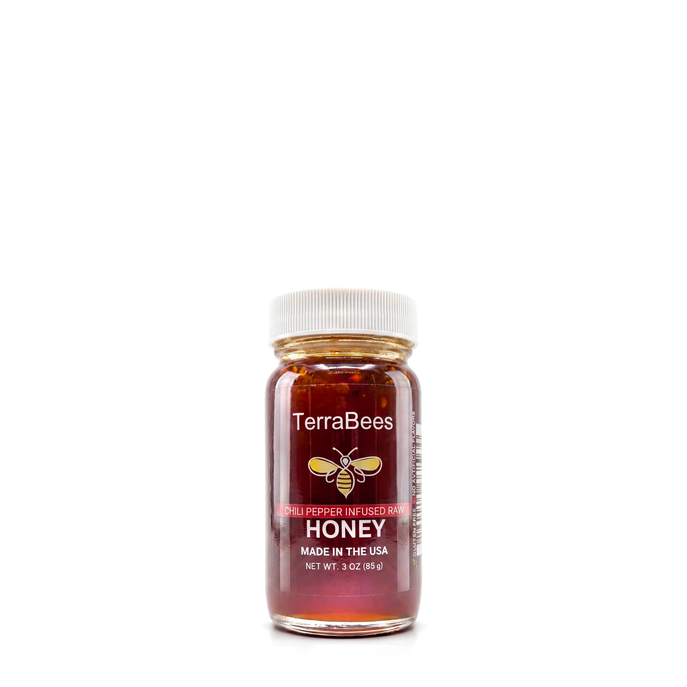 TerraBees: Organic Hot Infused Raw & Unfiltered Honey – 85 g (3 oz) in Glass Bottle