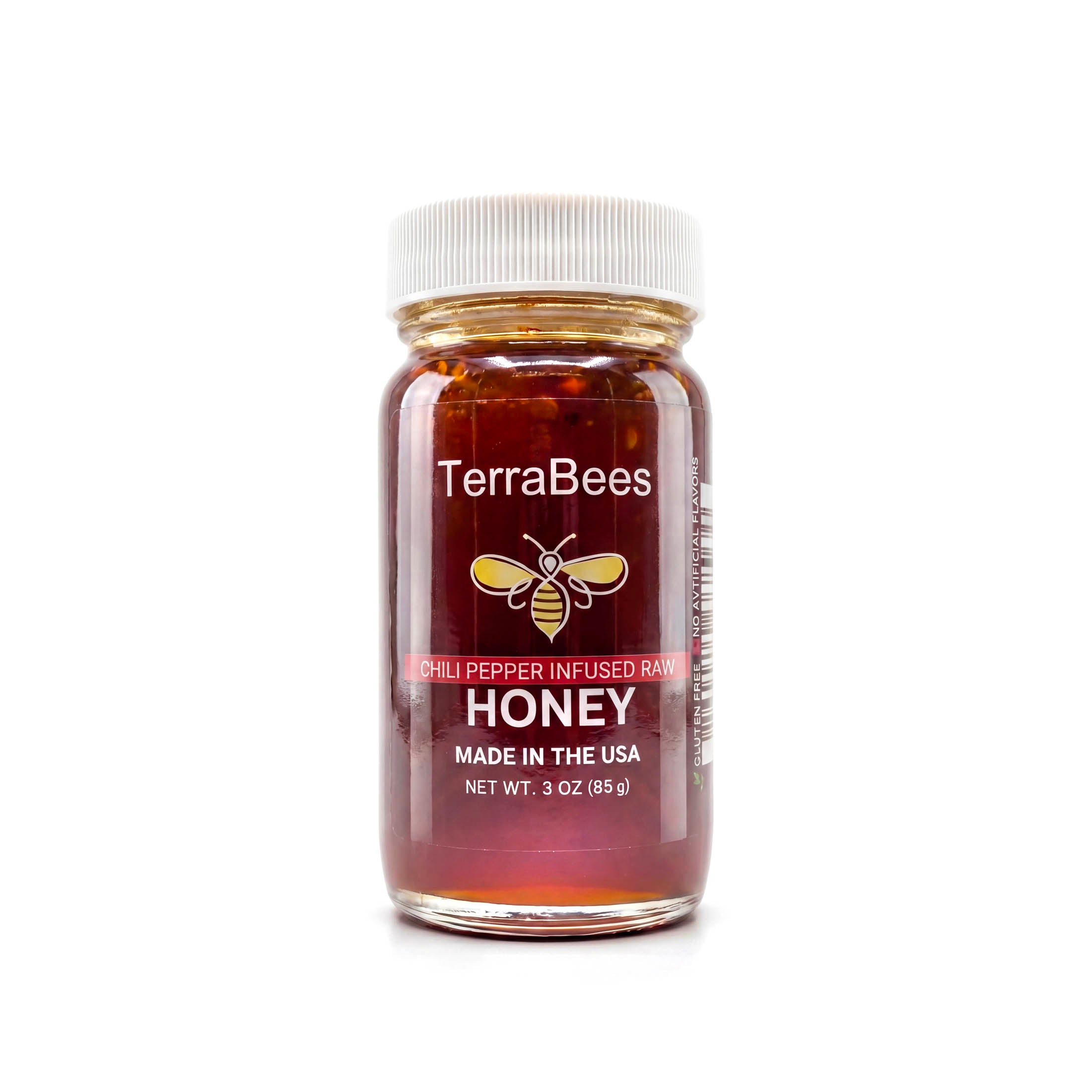 TerraBees: Organic Hot Infused Raw & Unfiltered Honey – 85 g (3 oz) in Glass Bottle