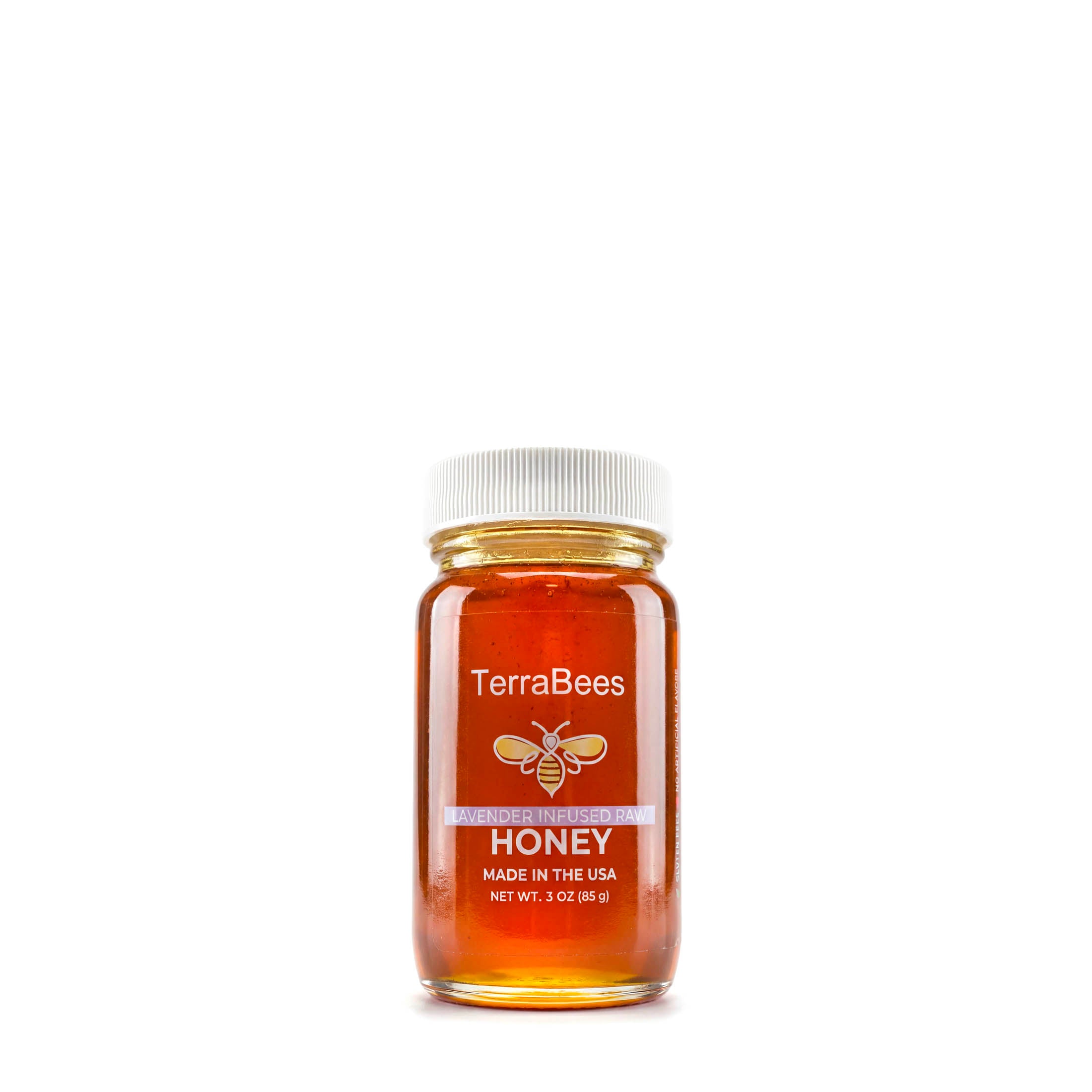 TerraBees: Organic Lavender Infused Raw & Unfiltered Honey – 85 g (3 oz) in Glass Bottle